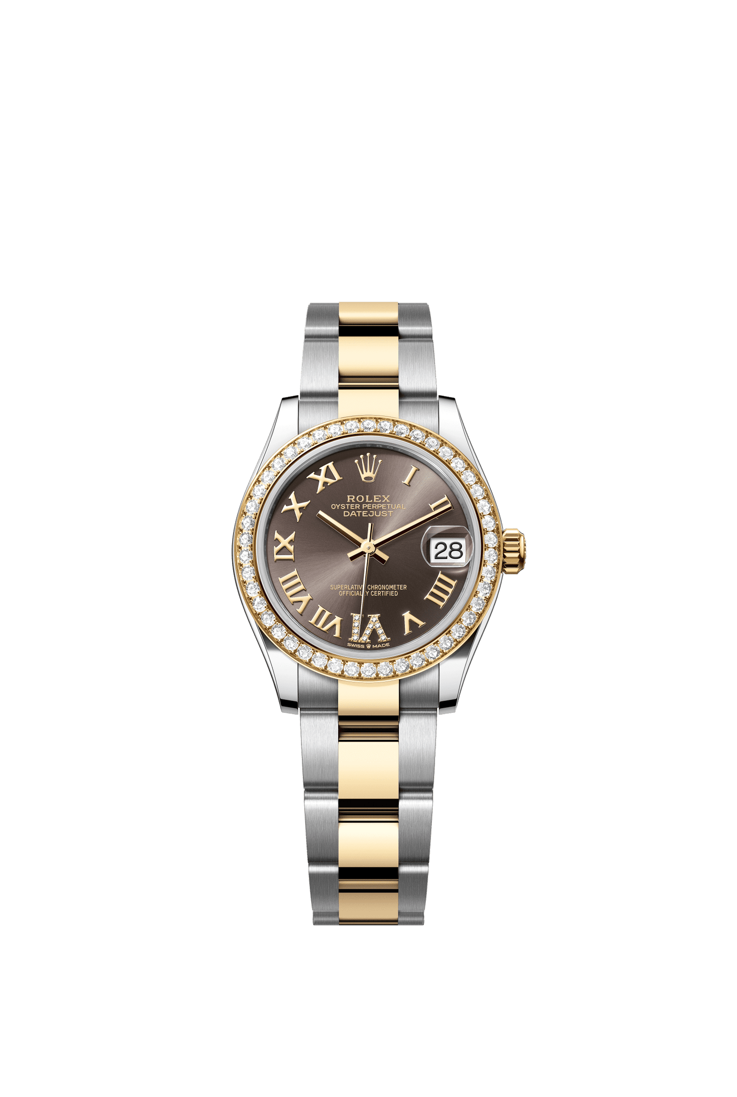 Rolex Datejust 31 31 mm Dark Grey Set With Diamonds Dial Oystersteel and 18k Yellow Gold Oyster Bracelet m278383rbr-0017