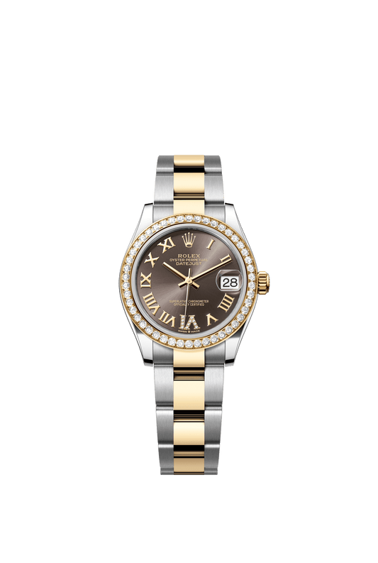 Rolex Datejust 31 31 mm Dark Grey Set With Diamonds Dial Oystersteel and 18k Yellow Gold Oyster Bracelet m278383rbr-0017