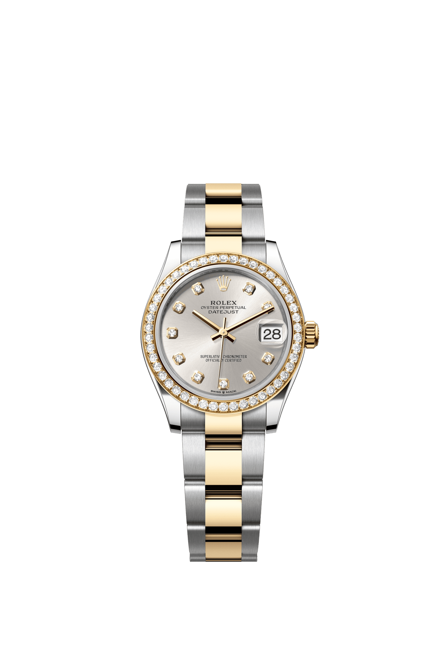 Rolex Datejust 31 31 mm Silver Set With Diamonds Dial Oystersteel and 18k Yellow Gold Oyster Bracelet m278383rbr-0019