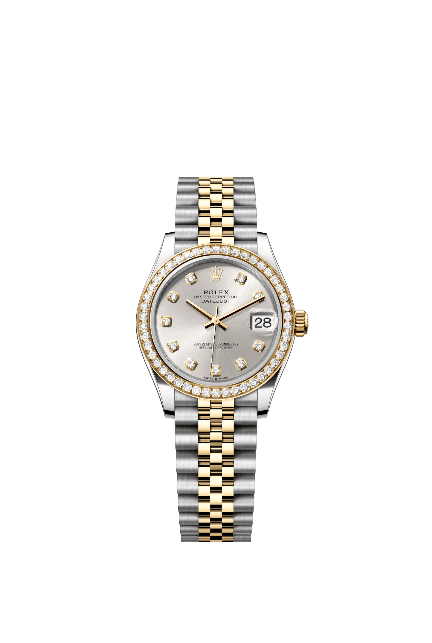 Rolex Datejust 31 31 mm Silver Set With Diamonds Dial Oystersteel and 18k Yellow Gold Jubilee Bracelet m278383rbr-0020