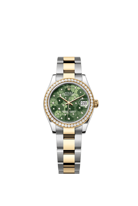 Rolex Datejust 31 31 mm Olive Green, Floral Motif Set With Diamonds Dial Oystersteel and 18k Yellow Gold Oyster Bracelet m278383rbr-0031