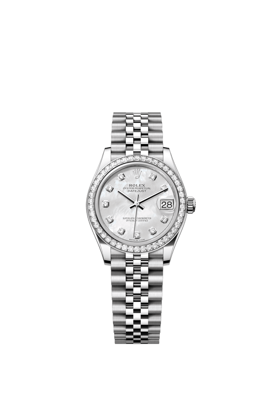 Rolex Datejust 31 31 mm White Mother-Of-Pearl Set With Diamonds Dial Oystersteel and White Gold Jubilee Bracelet m278384rbr-0008