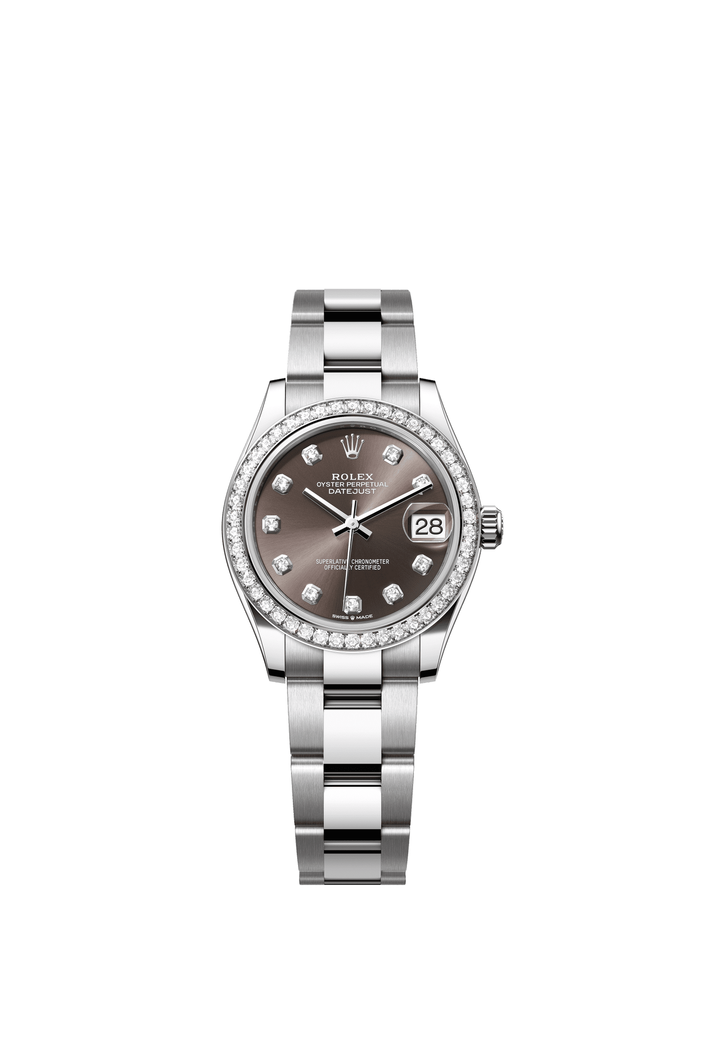 Rolex Datejust 31 31 mm Dark Grey Set With Diamonds Dial Oystersteel and White Gold Oyster Bracelet m278384rbr-0009