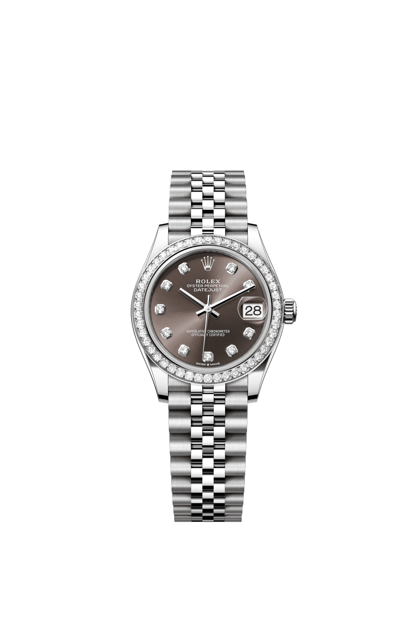 Rolex Datejust 31 31 mm Dark Grey Set With Diamonds Dial Oystersteel and White Gold Jubilee Bracelet m278384rbr-0010