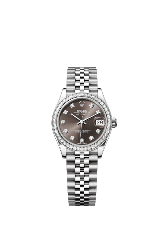 Rolex Datejust 31 31 mm Dark Grey Set With Diamonds Dial Oystersteel and White Gold Jubilee Bracelet m278384rbr-0010