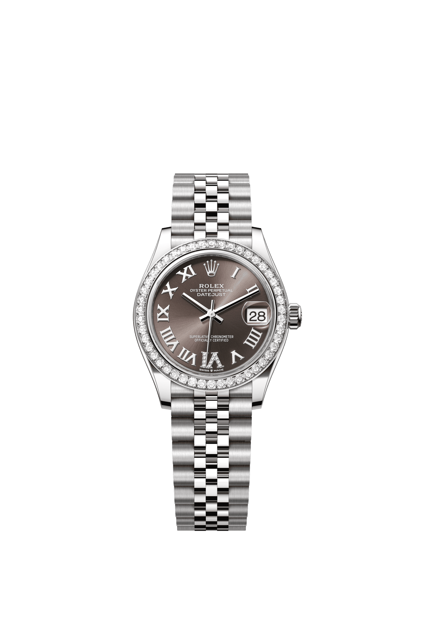 Rolex Datejust 31 31 mm Dark Grey Set With Diamonds Dial Oystersteel and White Gold Jubilee Bracelet m278384rbr-0032