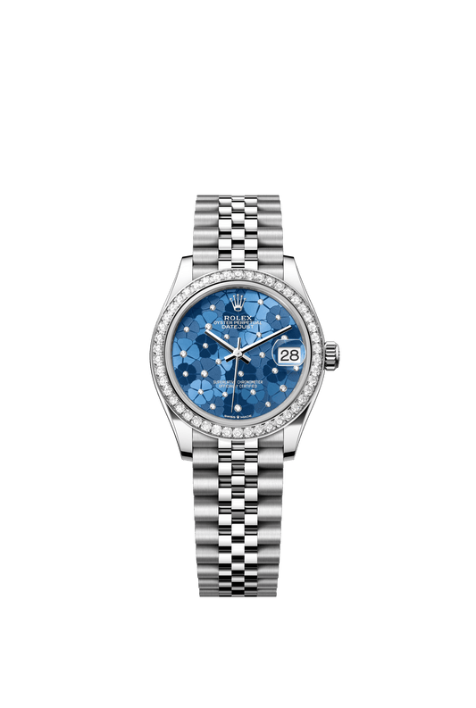 Rolex Datejust 31 31 mm Azzurro Blue, Floral Motif Set With Diamonds Dial Oystersteel and White Gold Jubilee Bracelet m278384rbr-0040