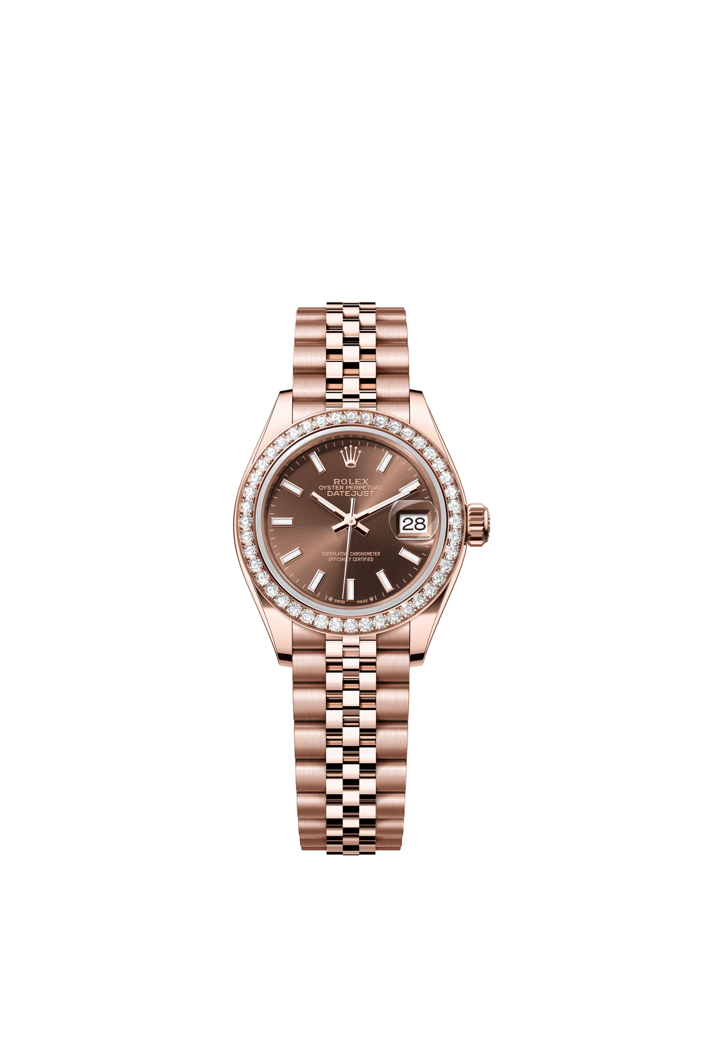 Rolex Oyster 28 mm Chocolate Dial 18 kt Everose Gold Jubilee m279135rbr-0008