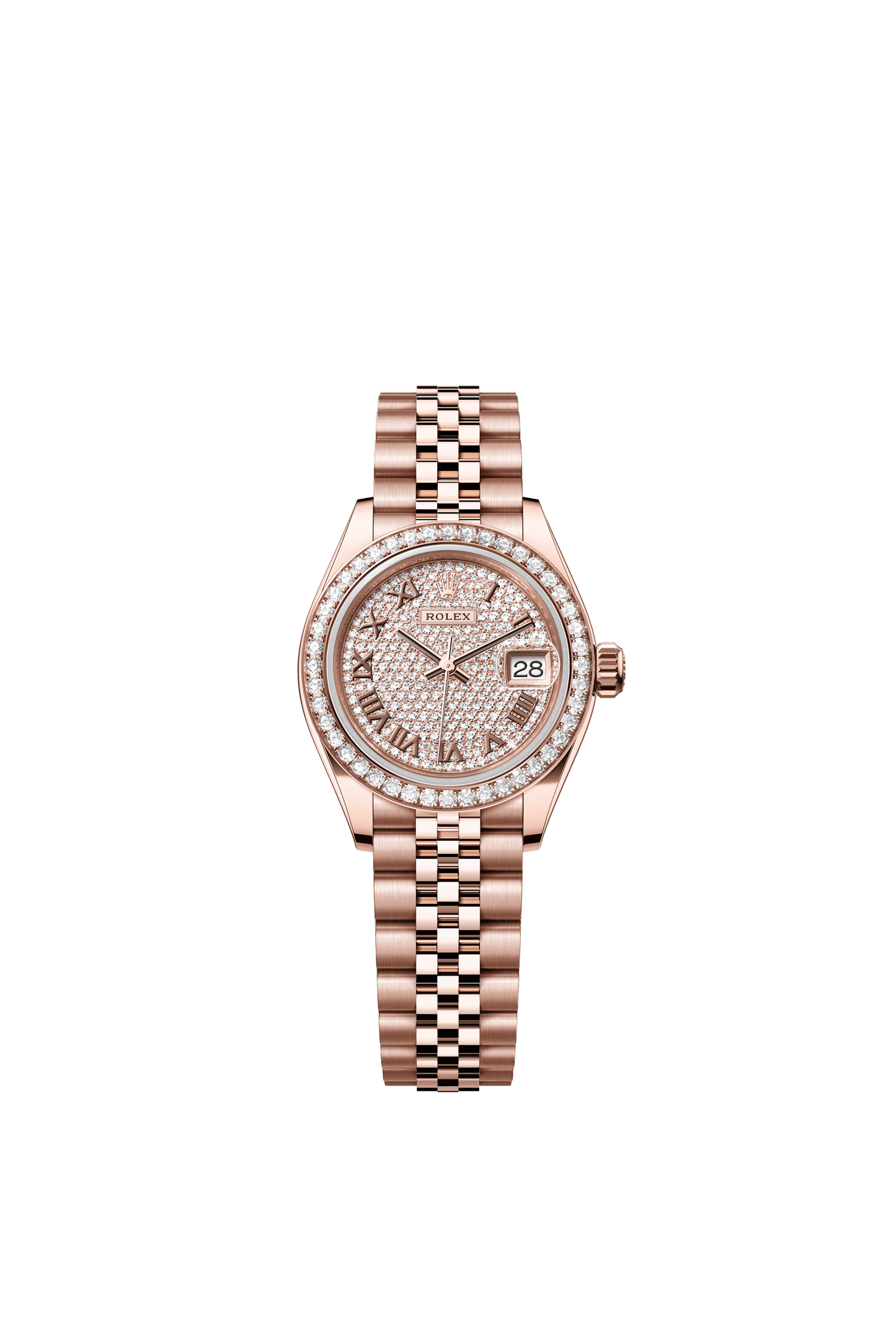 Rolex Oyster 28 mm Diamond-Paved Dial 18 kt Everose Gold Jubilee m279135rbr-0022