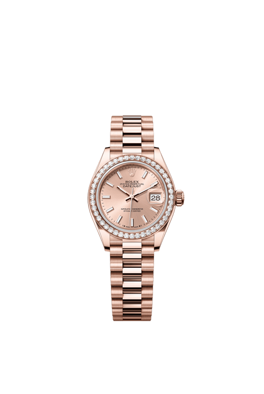 Rolex Oyster 28 mm Rose-colour Dial 18 kt Everose Gold President, Semi-Circular Three-Piece Links m279135rbr-0025