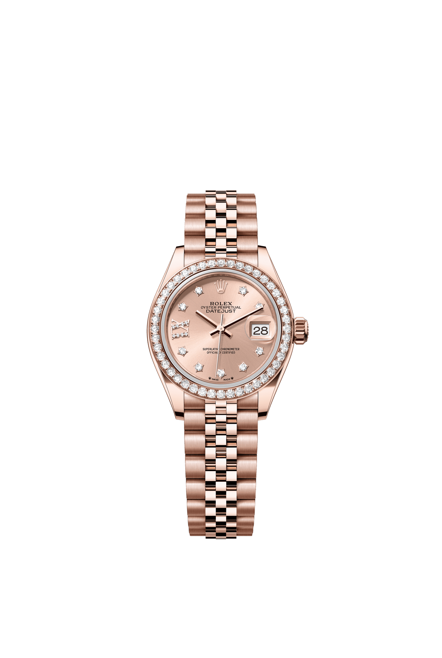 Rolex Oyster 28 mm Rose-colour  Set With Diamonds Dial 18 kt Everose Gold Jubilee m279135rbr-0030