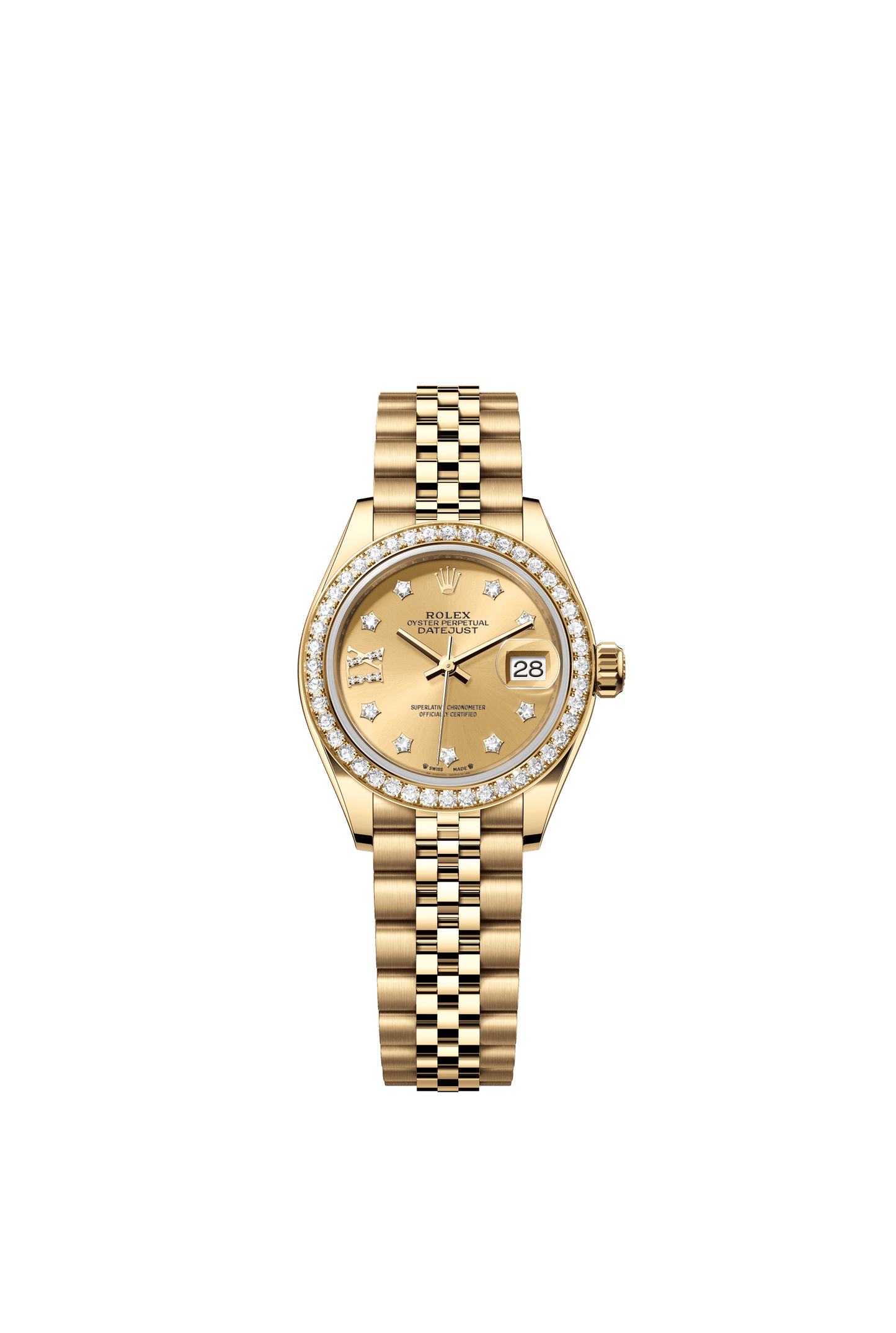 Rolex Oyster 28 mm Champagne-colour set with diamonds Dial 18k Yellow Gold Jubilee Bracelet. m279138rbr-0007