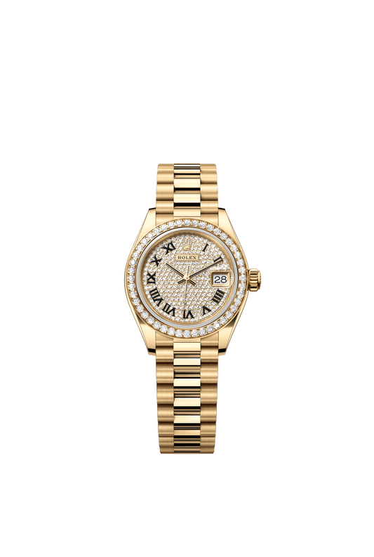 Rolex Oyster 28 mm Diamond-Paved Dial 18k Yellow Gold President Bracelet m279138rbr-0029