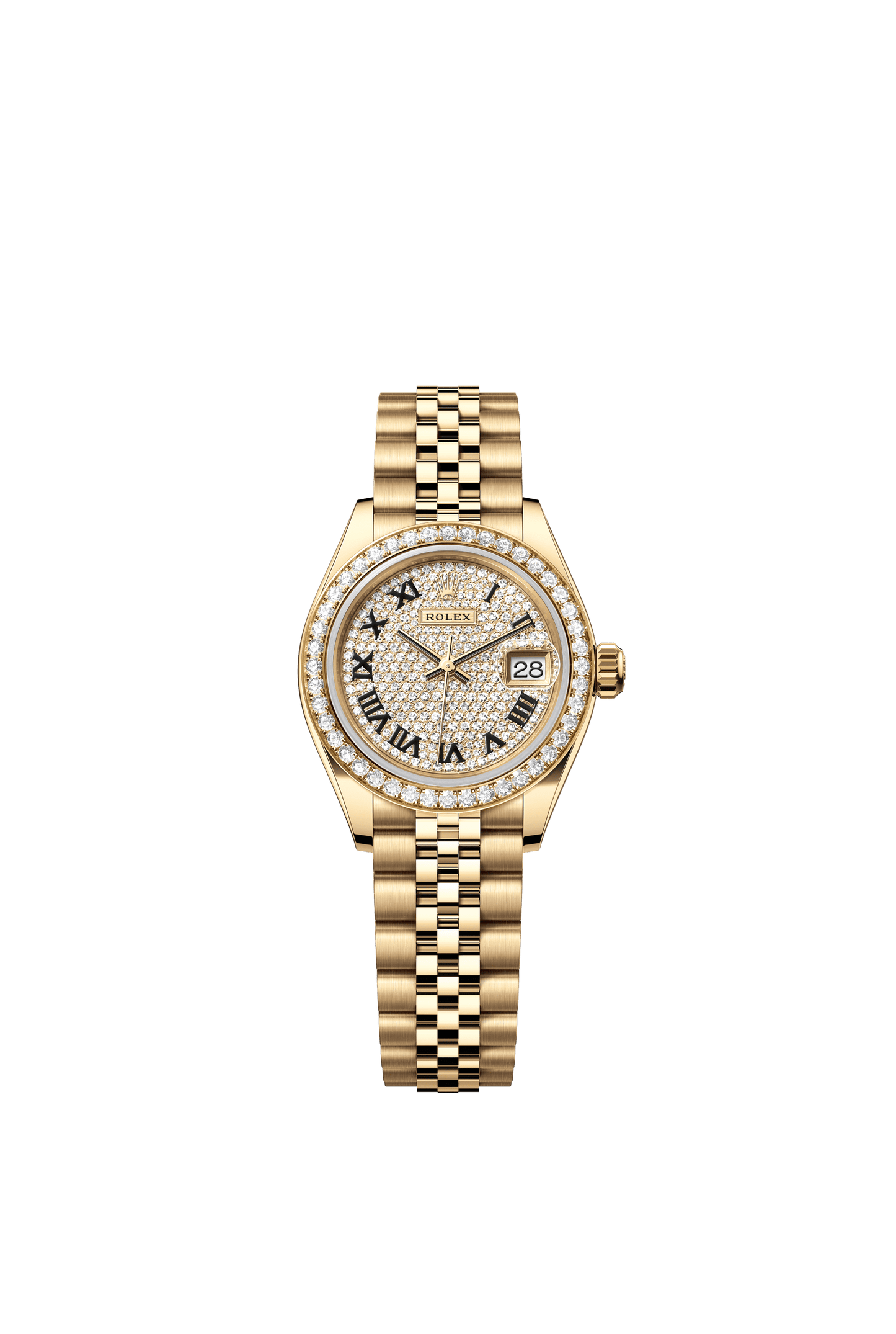 Rolex Oyster 28 mm Diamond-Paved Dial 18k Yellow Gold Jubilee Bracelet. m279138rbr-0030