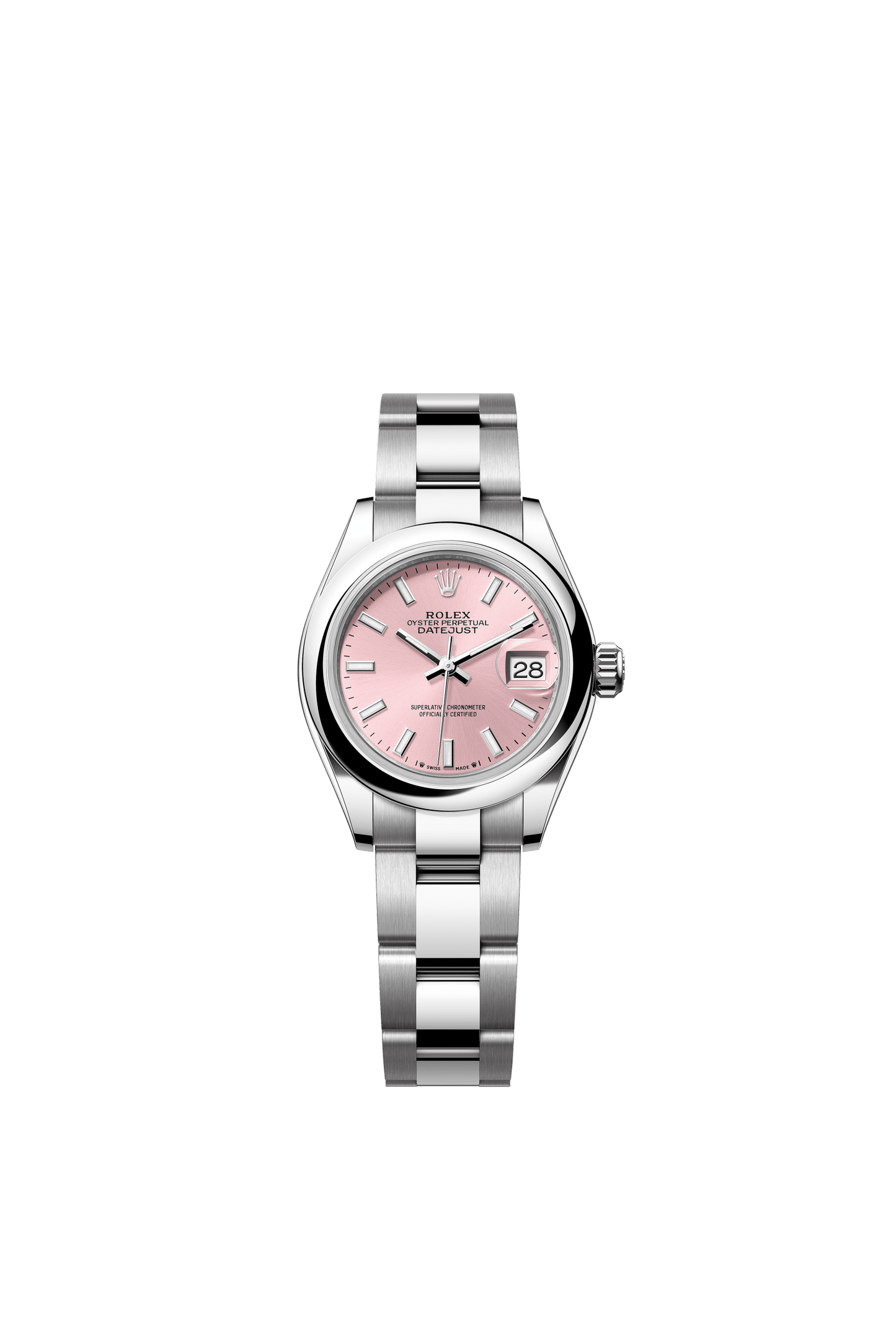 Rolex Oyster 28 mm Pink Dial Oystersteel Jubilee m279160-0002