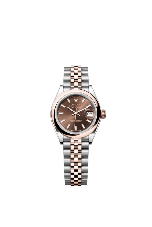 Rolex Lady-Datejust 28 mm Chocolate  Dial Oystersteel and Everose Gold Jubilee Bracelet m279161-0017