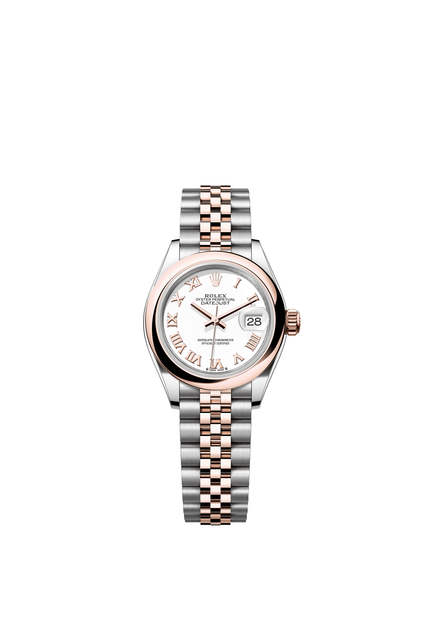 Rolex Lady-Datejust 28 mm White Dial Oystersteel and Everose Gold Jubilee Bracelet m279161-0021