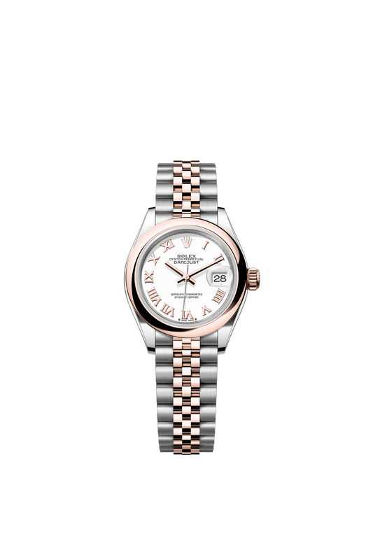 Rolex Lady-Datejust 28 mm White Dial Oystersteel and Everose Gold Jubilee Bracelet m279161-0021