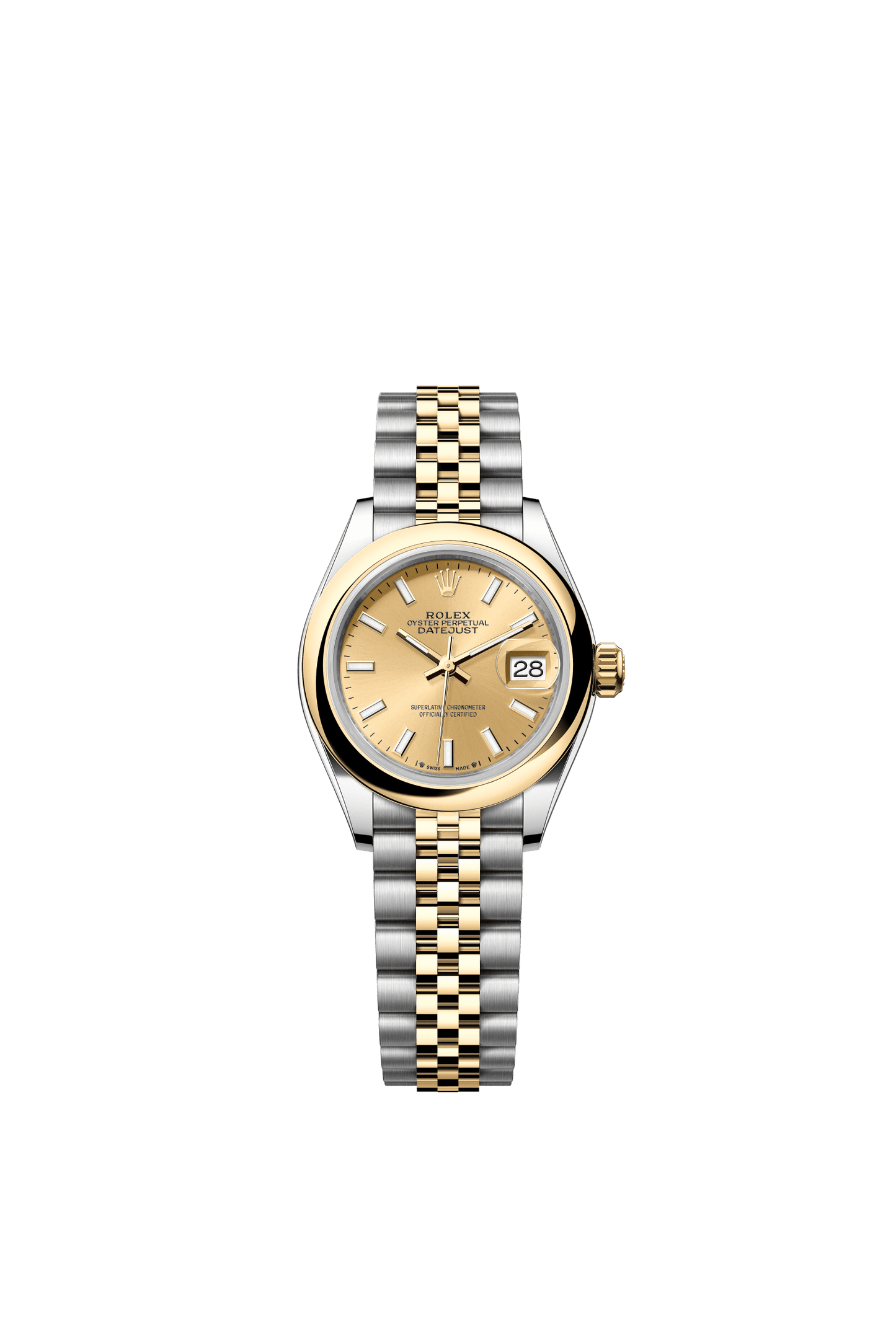 Rolex Lady-Datejust 28 mm Champagne-Colour Dial Oystersteel and 18k Yellow Gold Jubilee Bracelet m279163-0001