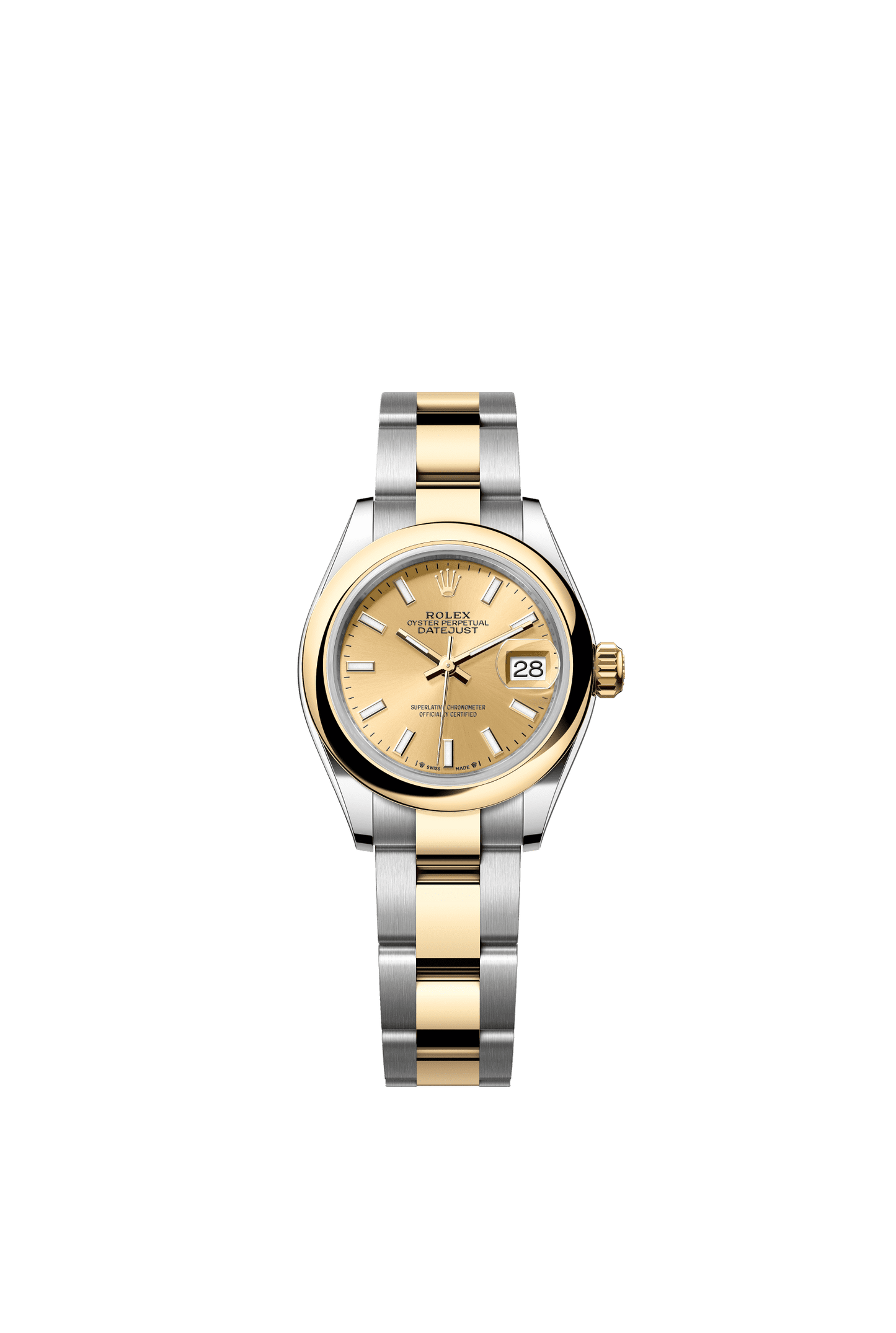 Rolex Lady-Datejust 28 mm Champagne-Colour Dial 18 kt Yellow Gold Oyster Bracelet m279163-0002