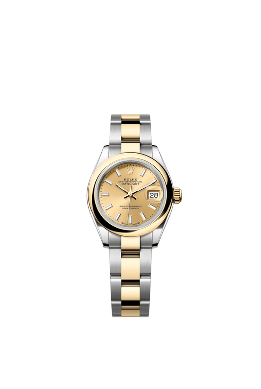 Rolex Lady-Datejust 28 mm Champagne-Colour Dial 18 kt Yellow Gold Oyster Bracelet m279163-0002