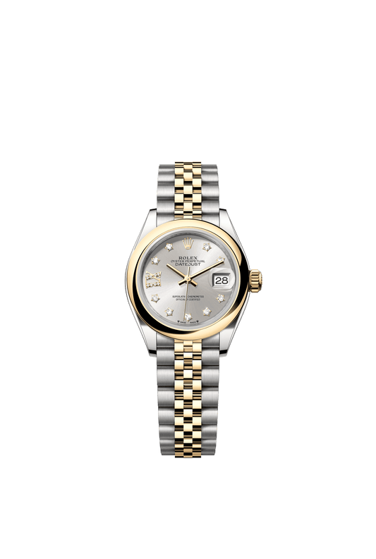 Rolex Lady-Datejust 28 mm Silver Set With Diamonds Dial Oystersteel and 18k Yellow Gold Jubilee Bracelet m279163-0003