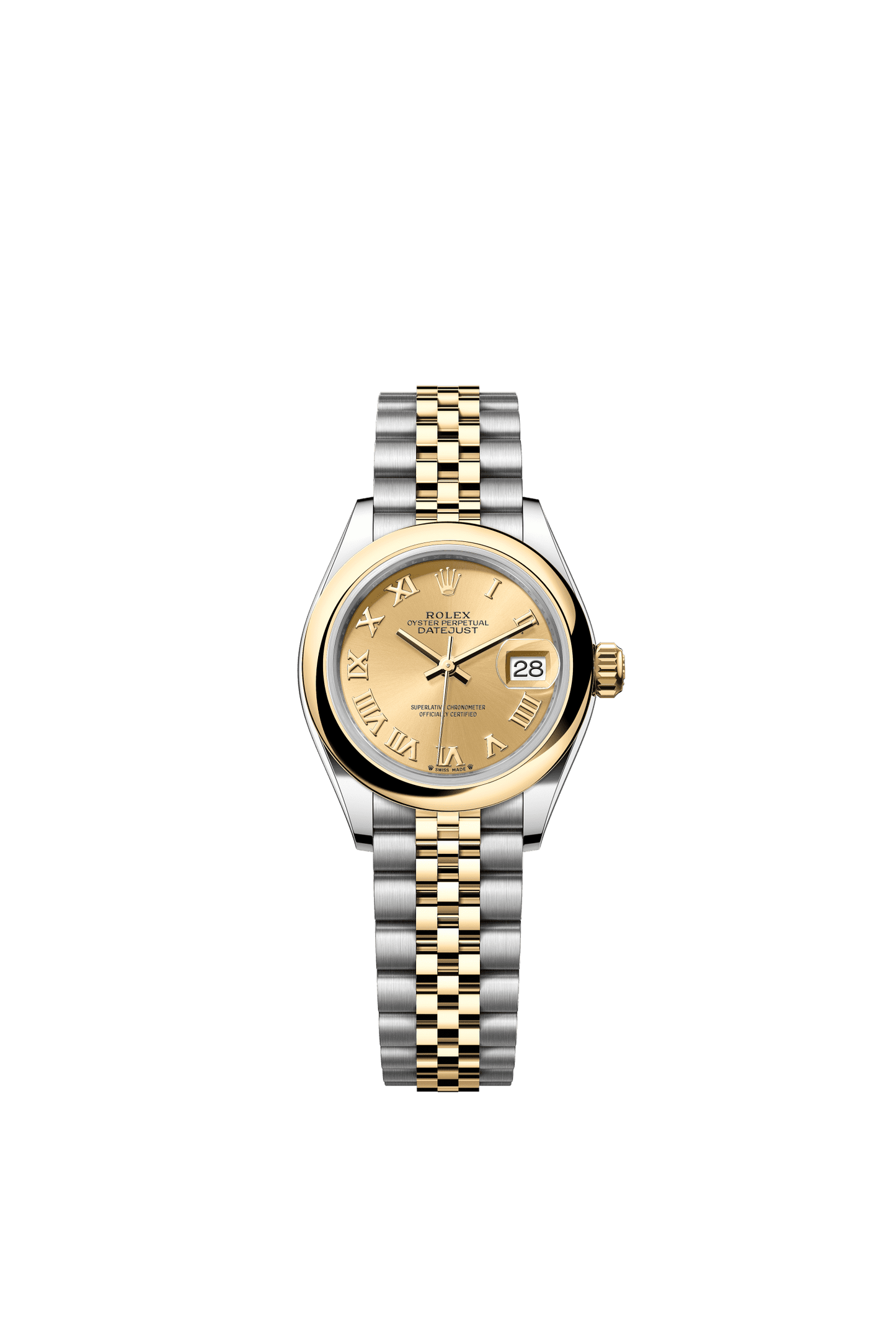 Rolex Lady-Datejust 28 mm Champagne-Colour Dial Oystersteel and 18k Yellow Gold Jubilee Bracelet m279163-0009