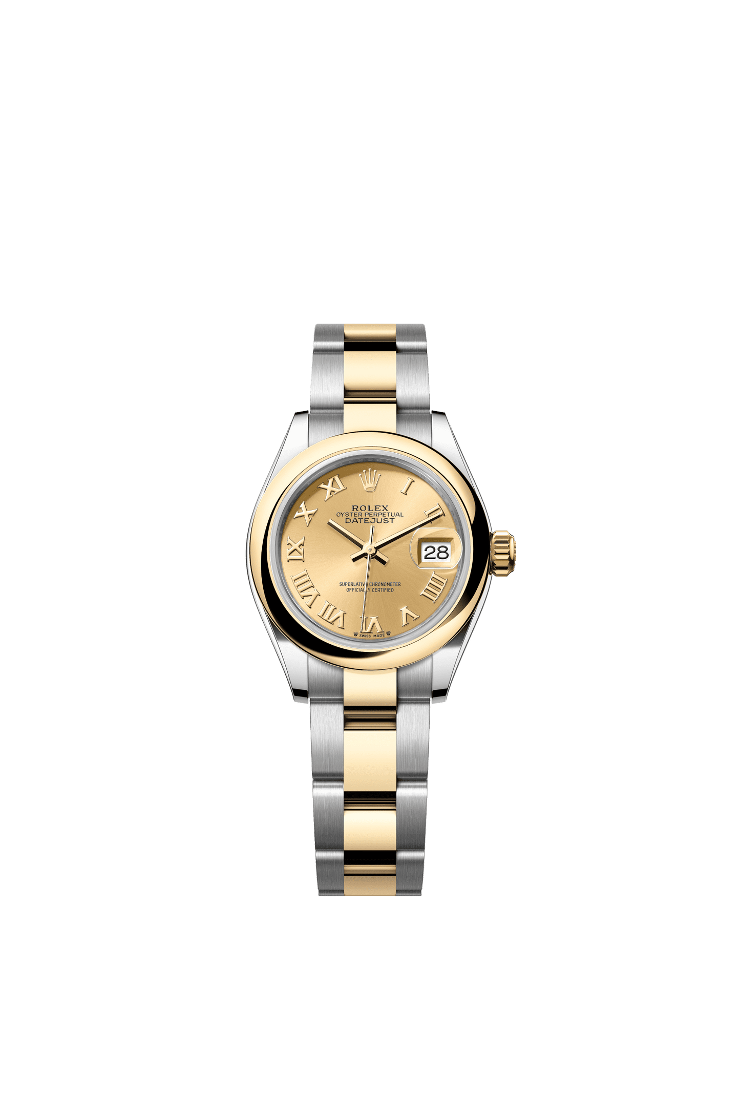 Rolex Lady-Datejust 28 mm Champagne-Colour Dial 18 kt Yellow Gold Oyster Bracelet m279163-0010