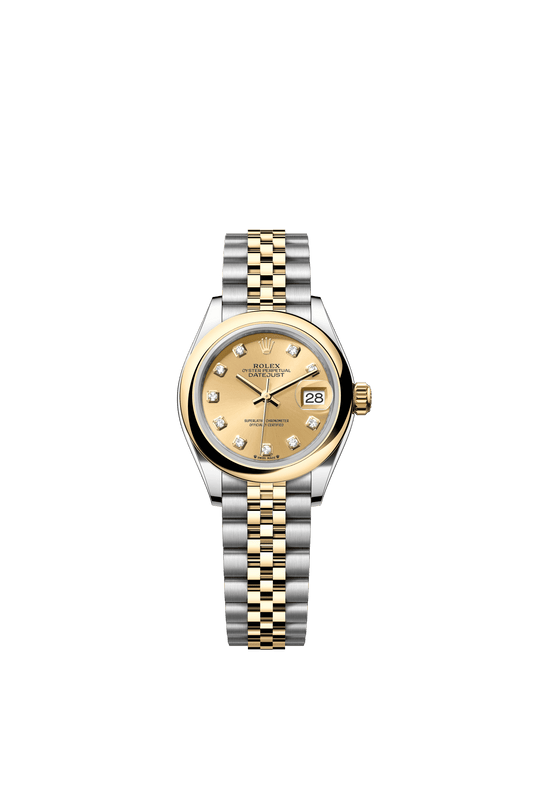 Rolex Lady-Datejust 28 mm Champagne-Colour Set With Diamonds Dial Oystersteel and 18k Yellow Gold Jubilee Bracelet m279163-0011