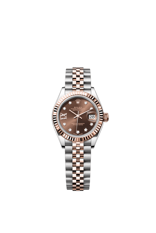 Rolex Lady-Datejust 28 mm Chocolate Set With Diamonds Dial Oystersteel and Everose Gold Jubilee Bracelet m279171-0003