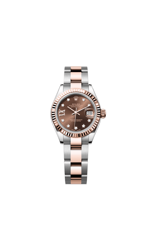 Rolex Lady-Datejust 28 mm Chocolate Set With Diamonds Dial Oystersteel and Everose Gold Oyster Bracelet m279171-0004