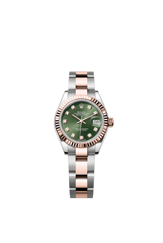 Rolex Lady-Datejust 28 mm Olive Green Set With Diamonds Dial Oystersteel and Everose Gold Oyster Bracelet m279171-0008