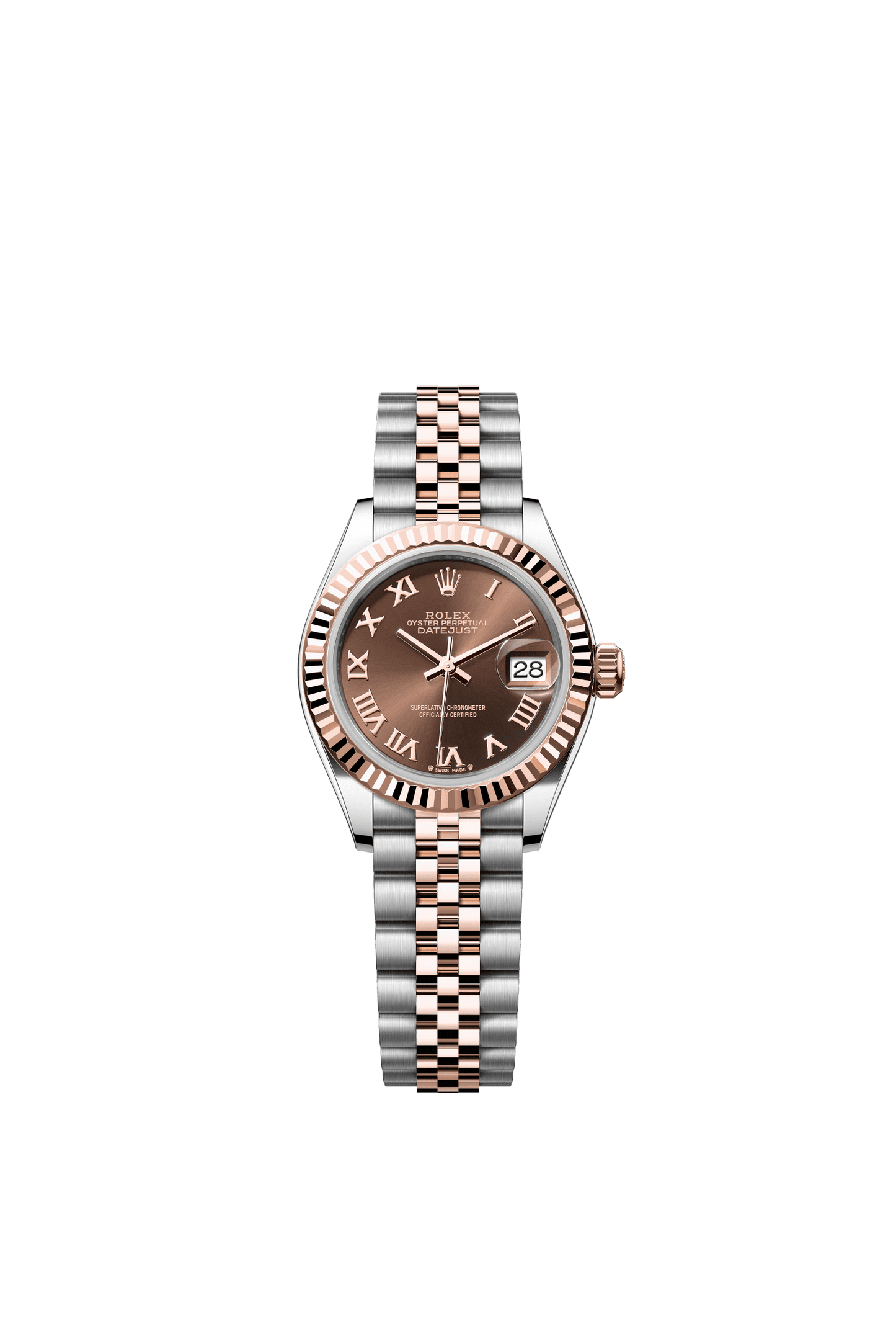 Rolex Lady-Datejust 28 mm Chocolate  Dial Oystersteel and Everose Gold Jubilee Bracelet m279171-0009