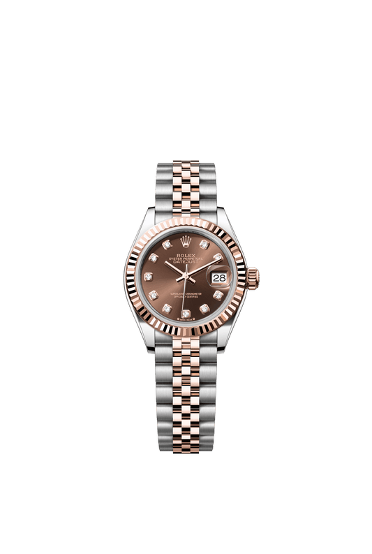 Rolex Lady-Datejust 28 mm Chocolate Set With Diamonds Dial Oystersteel and Everose Gold Jubilee Bracelet m279171-0011