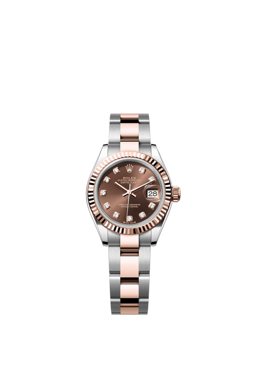 Rolex Lady-Datejust 28 mm Chocolate Set With Diamonds Dial Oystersteel and Everose Gold Oyster Bracelet m279171-0012