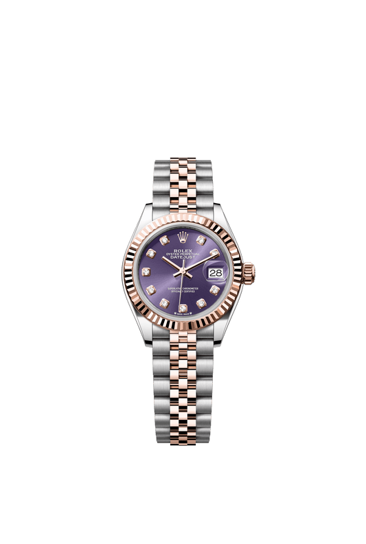 Rolex Lady-Datejust 28 mm Aubergine Set With Diamonds Dial Oystersteel and Everose Gold Jubilee Bracelet m279171-0015