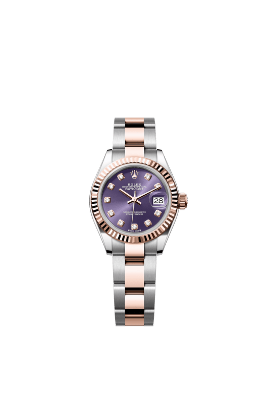 Rolex Lady-Datejust 28 mm Aubergine Set With Diamonds Dial Oystersteel and Everose Gold Oyster Bracelet m279171-0016