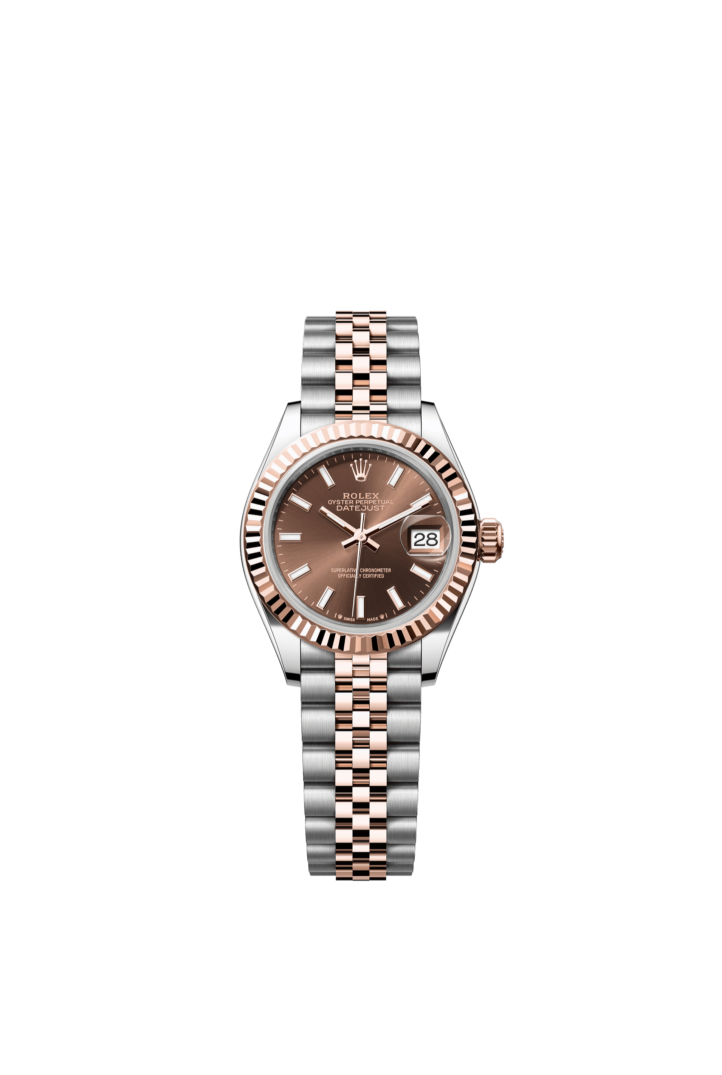 Rolex Lady-Datejust 28 mm Chocolate  Dial Oystersteel and Everose Gold Jubilee Bracelet m279171-0017