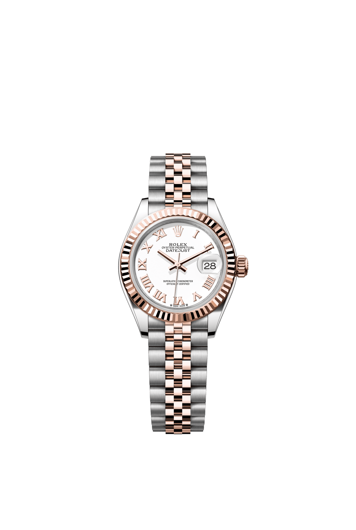 Rolex Lady-Datejust 28 mm White  Dial Oystersteel and Everose Gold Jubilee Bracelet m279171-0021