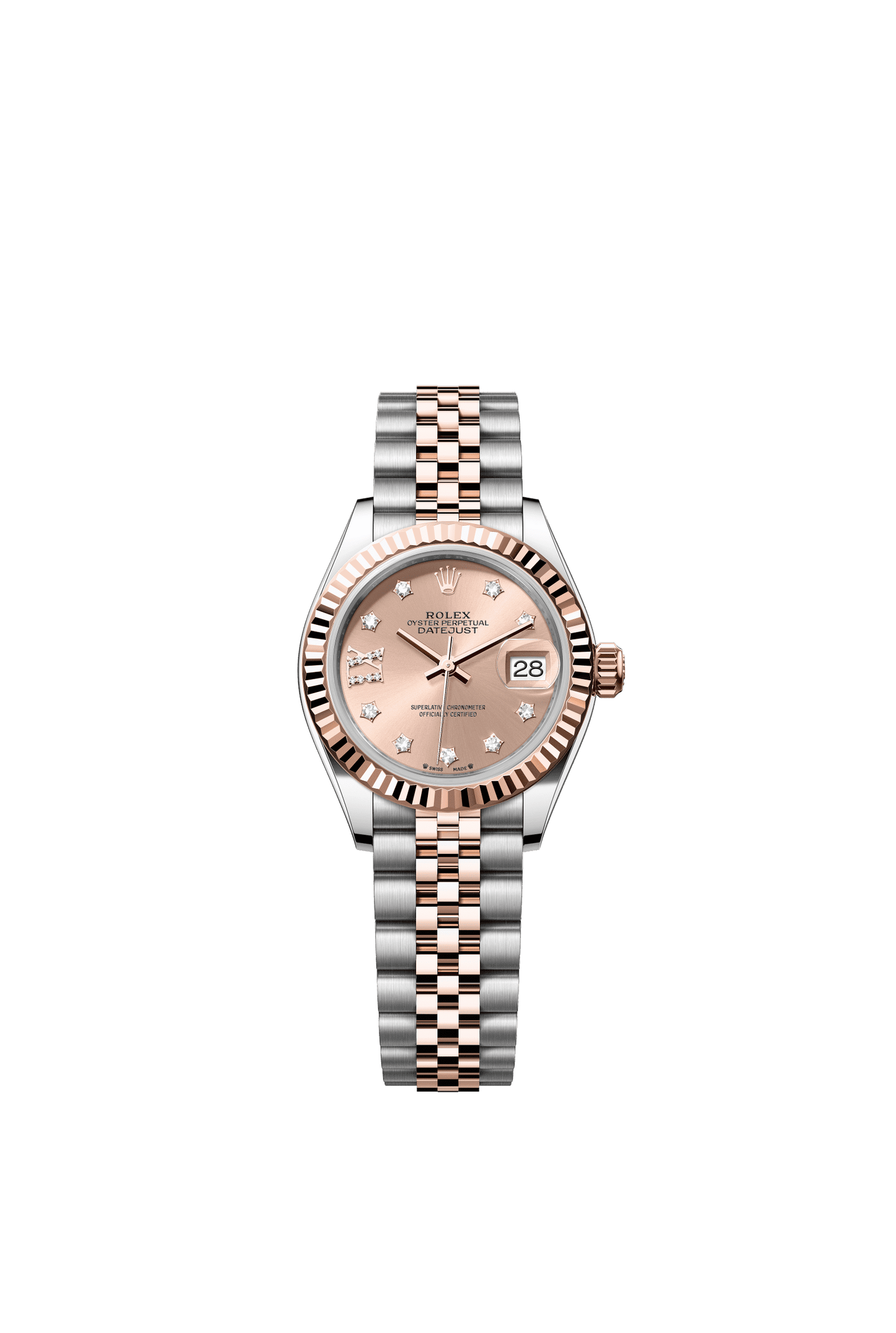 Rolex Lady-Datejust 28 mm Rosé-Colour Set With Diamonds Dial Oystersteel and Everose Gold Jubilee Bracelet m279171-0027