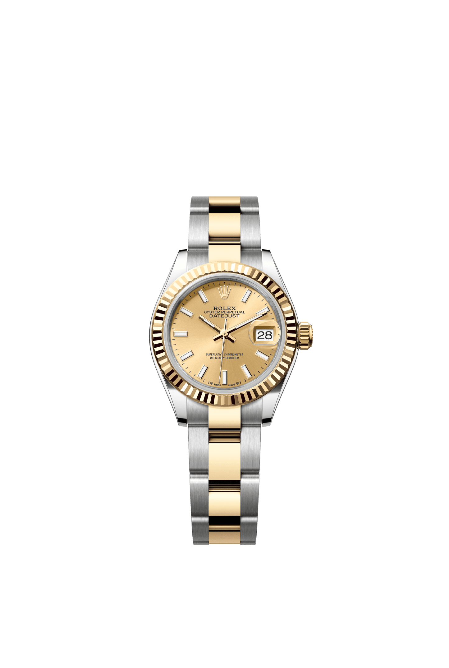 Rolex Lady-Datejust 28 mm Champagne-Colour Dial Oystersteel and 18k Yellow Gold Oyster Bracelet m279173-0002