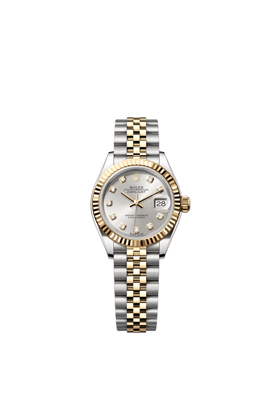 Rolex Lady-Datejust 28 mm Silver Set With Diamonds Dial Oystersteel and 18k Yellow Gold Jubilee Bracelet m279173-0007