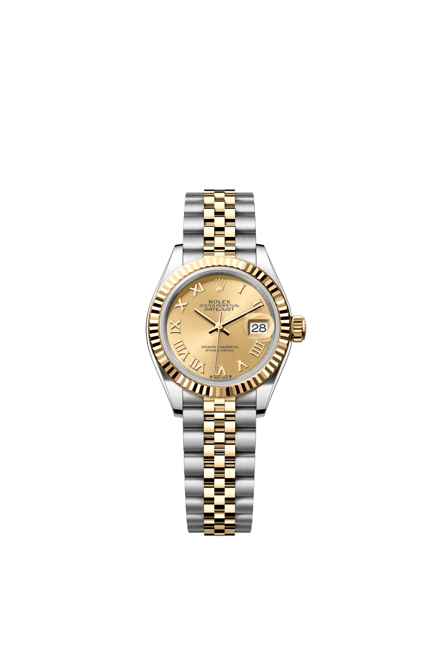 Rolex Lady-Datejust 28 mm Champagne-Colour Dial Oystersteel and 18k Yellow Gold Jubilee Bracelet m279173-0009