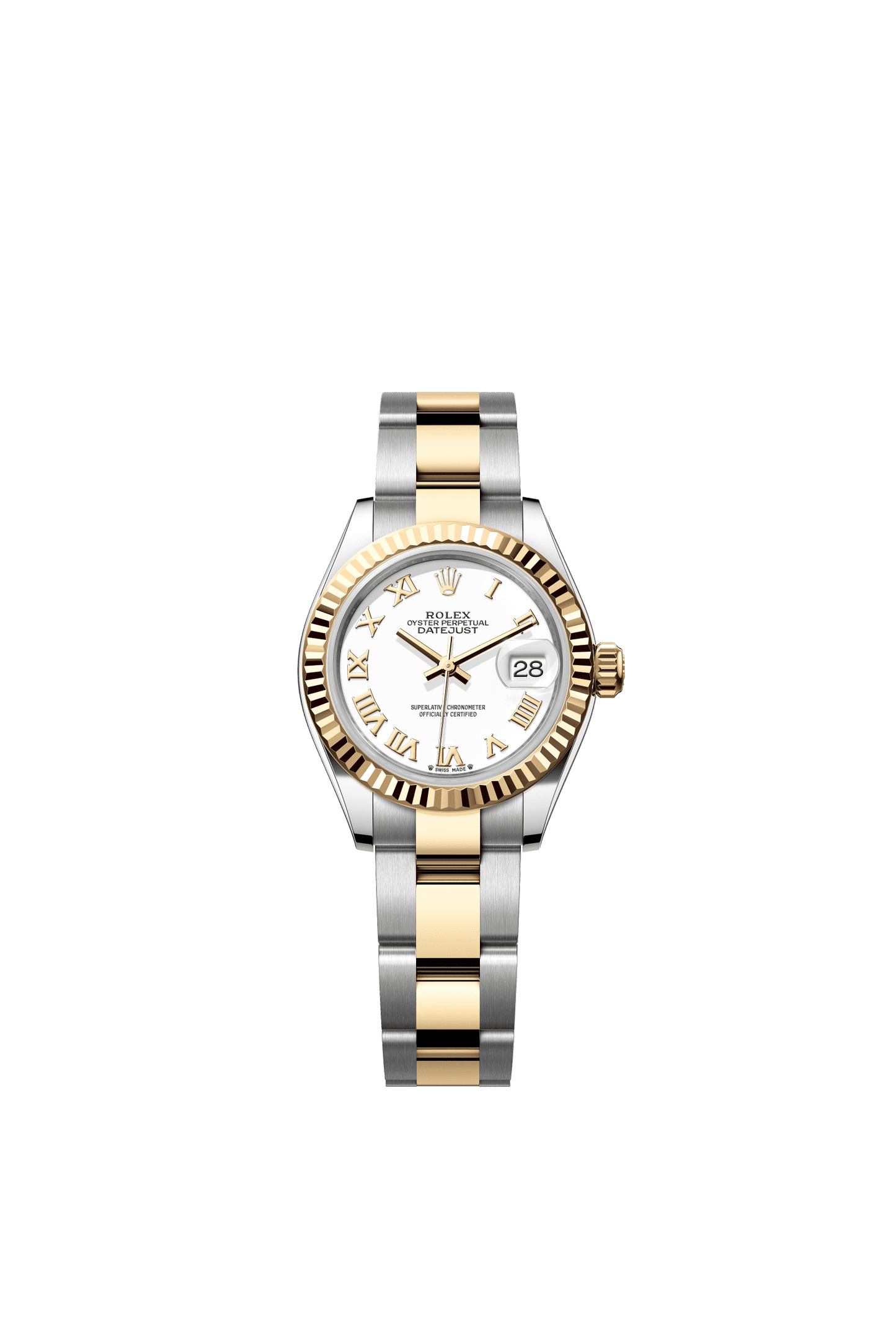 Rolex Lady-Datejust 28 mm White Dial 18 kt Yellow Gold Oyster Bracelet m279173-0024