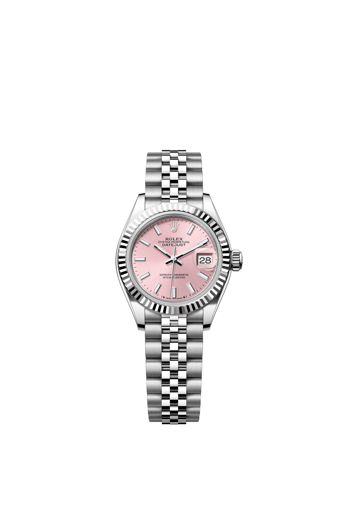 Rolex Oyster 28 mm Pink Dial Oystersteel Jubilee m279174-0001