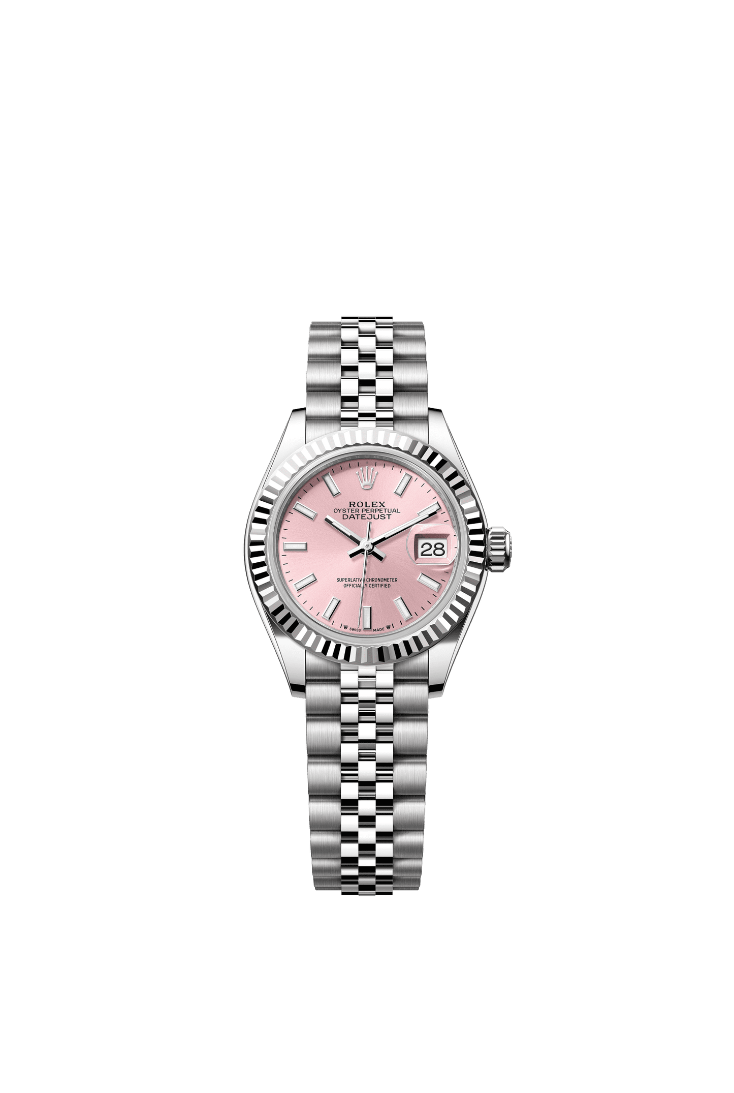 Rolex Lady-Datejust 28 mm Pink  Dial Oystersteel and White Gold Jubilee Bracelet m279174-0001