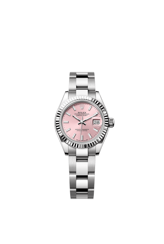 Rolex Oyster 28 mm Pink Dial White Rolesor - Combination Of Oystersteel And White Gold Oyster Three-Piece solid  Links m279174-0002