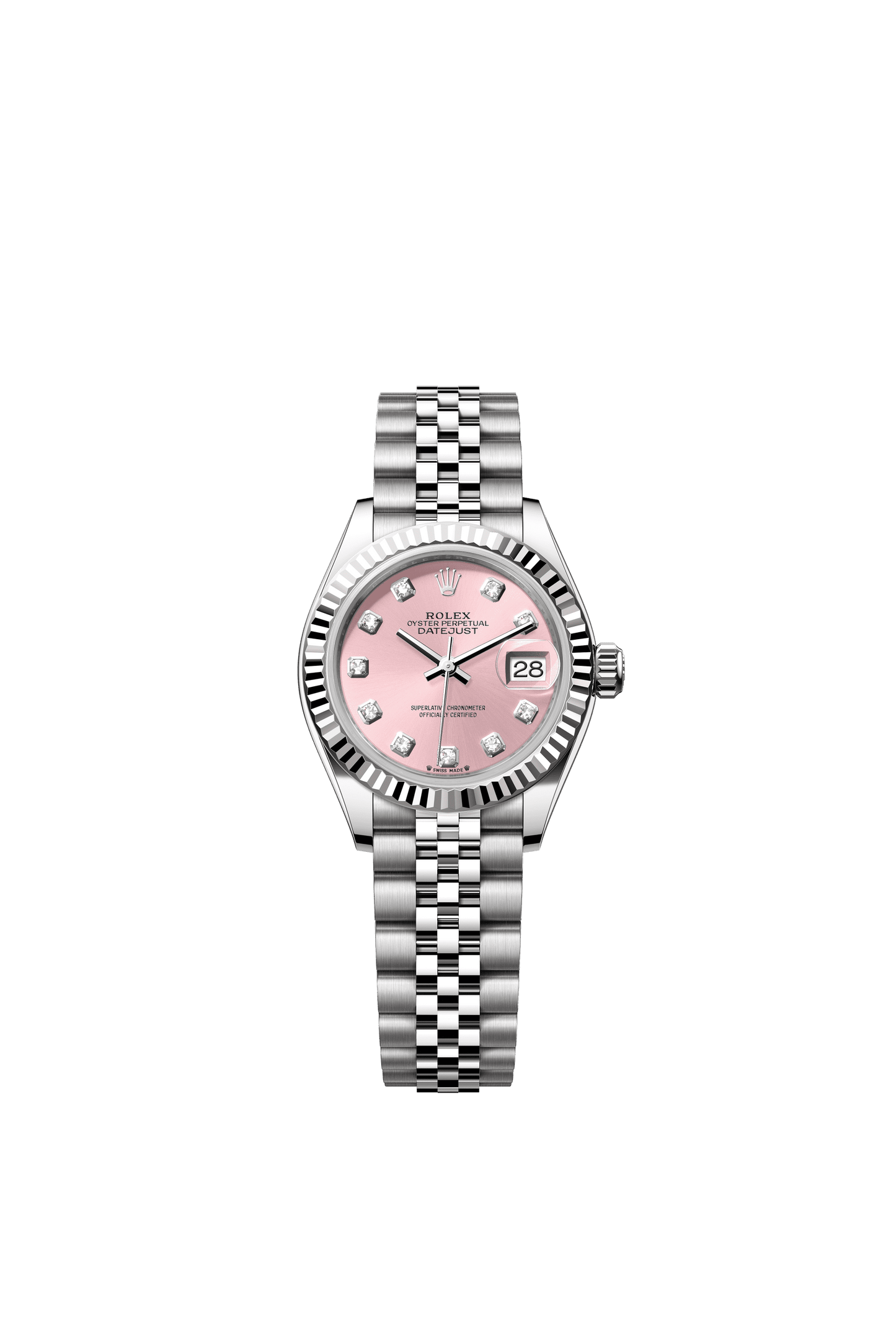 Rolex Oyster 28 mm Pink Set With Diamonds Dial Oystersteel Jubilee m279174-0003