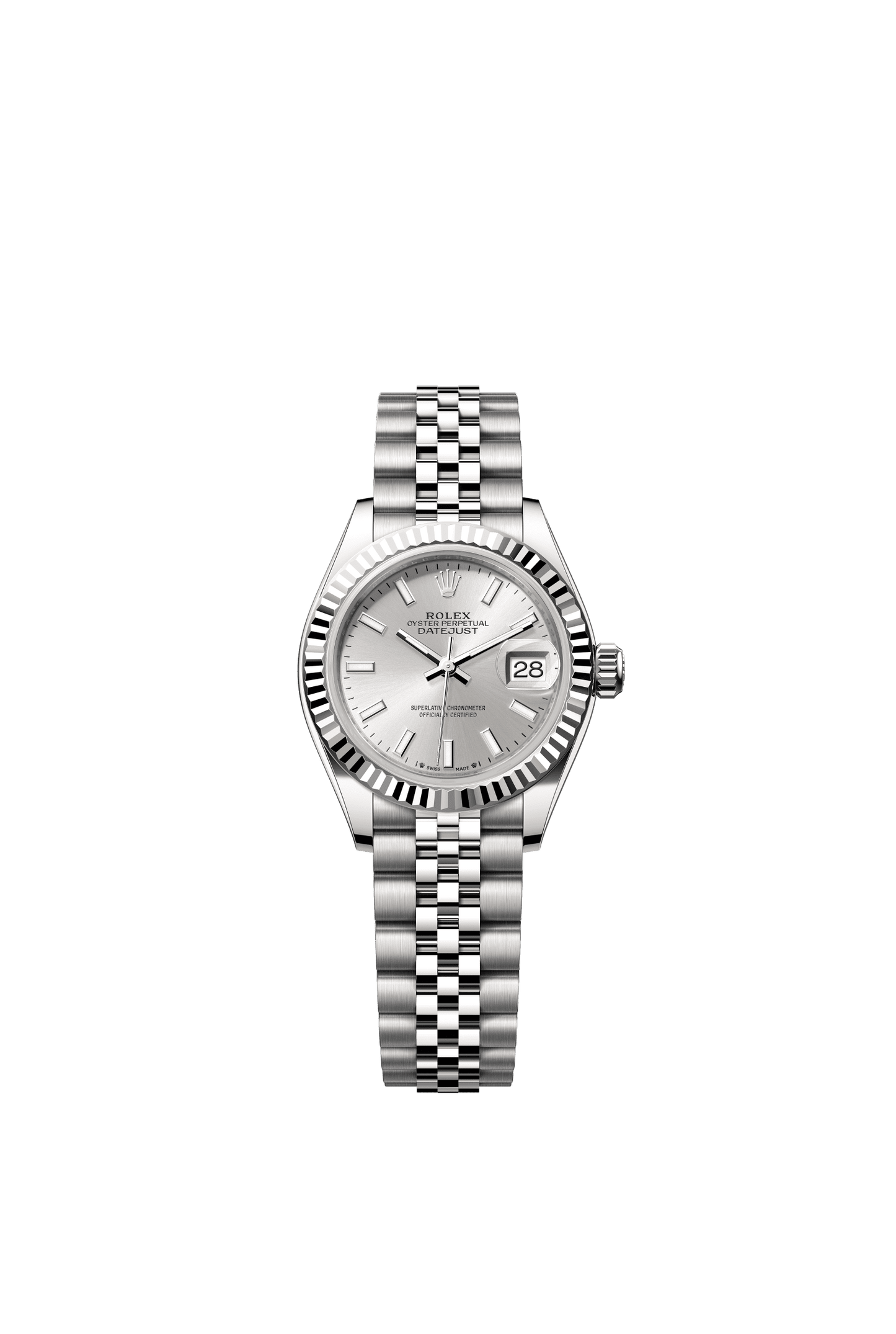 Rolex Lady-Datejust 28 mm Silver  Dial Oystersteel and White Gold Jubilee Bracelet m279174-0005