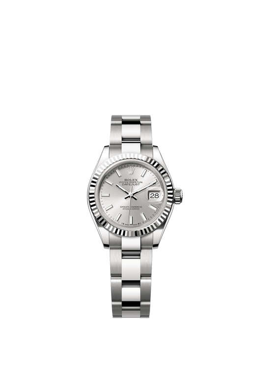 Rolex Oyster 28 mm Silver Dial White Rolesor - Combination Of Oystersteel And White Gold Oyster Three-Piece solid  Links m279174-0006